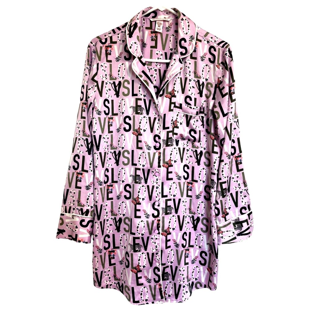 Victoria's Secret Womens Long Sleeve Button Down Pajama Sleepwear Pink Size XS
